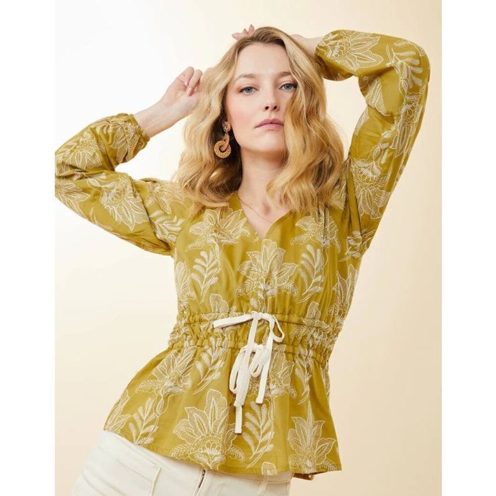 Spartina 449 LORETTA BLOUSE size XL CALM WATERS SCHIFFLI